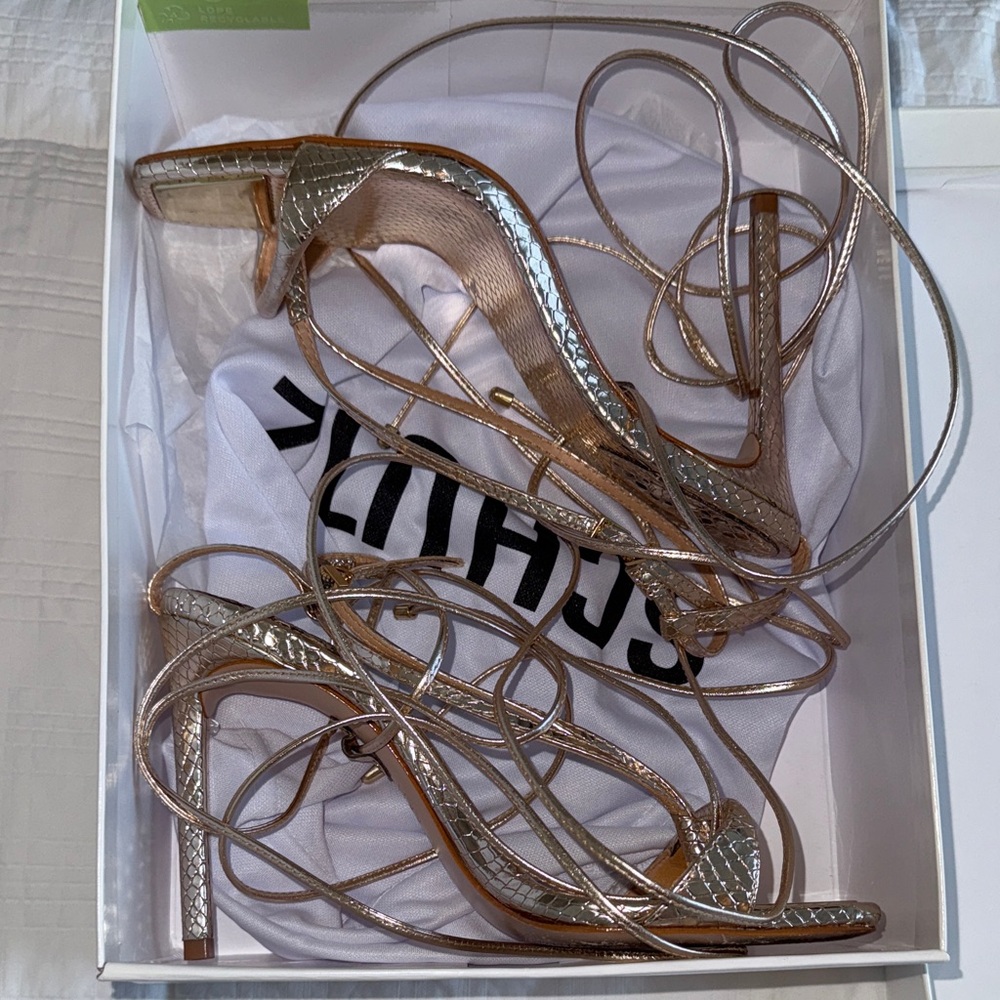SCHUTZ Metallic Strappy Heels